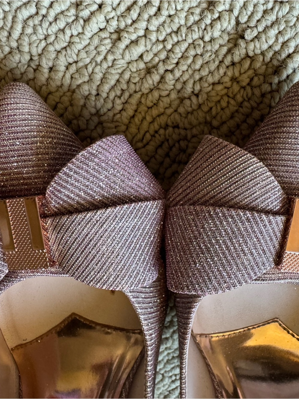 Ted Baker Precious Rose Pink Glitter Pointed Bow Pumps 36.5 - Picture 2 of 8